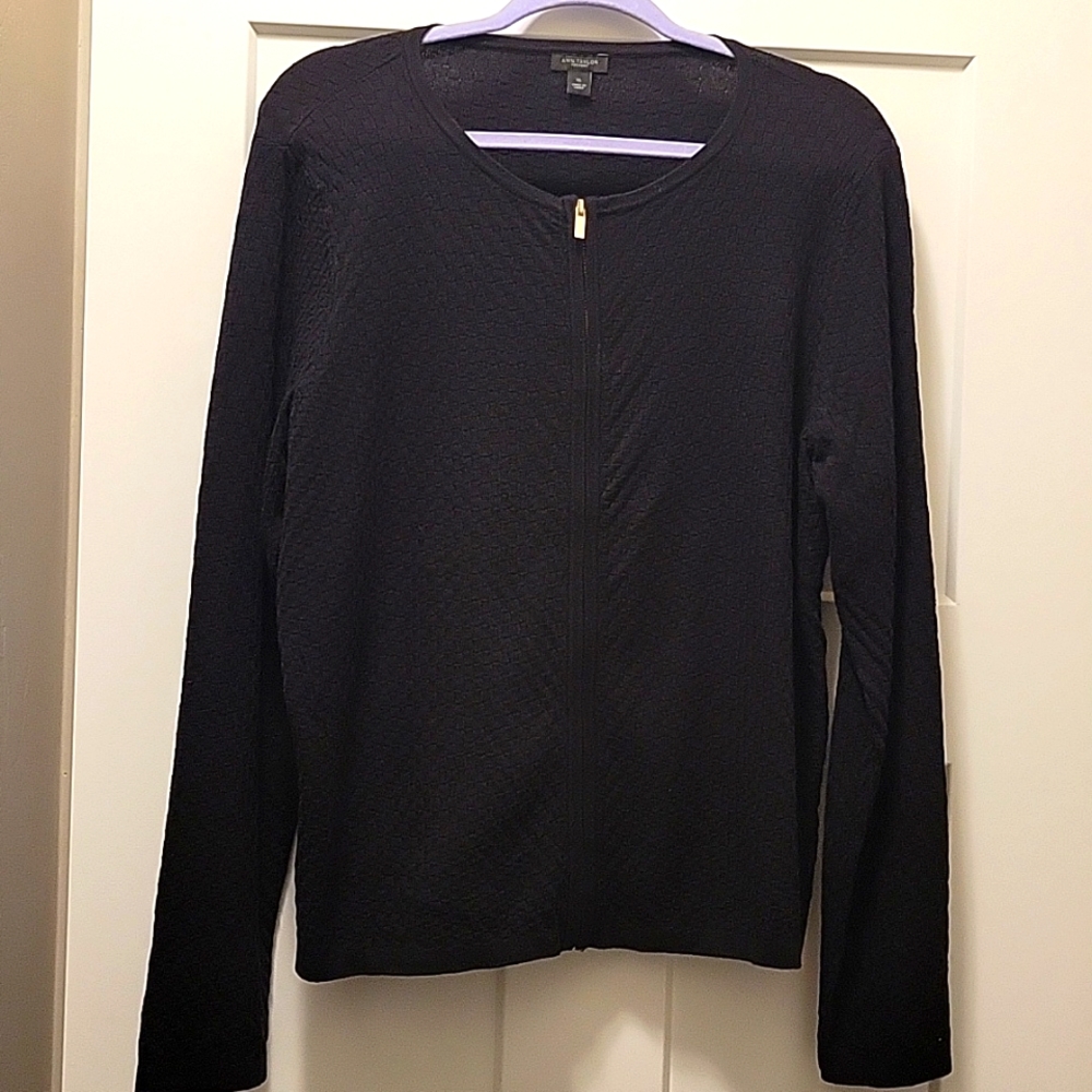 Ann Taylor Factory XL black zippered cardigan